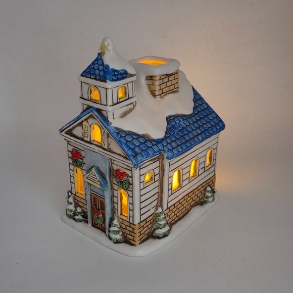 Lefton Colonial Village Church Votive Candle Holder Designed by Byron Wood - Picture 2 of 13